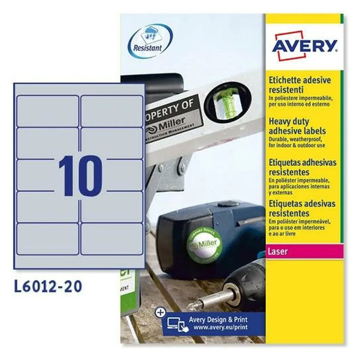 Adhesives/Labels Avery 20 Sheets 96 x 50,8 mm Silver - Електроника Периферни и резервни части<<<Компютри|