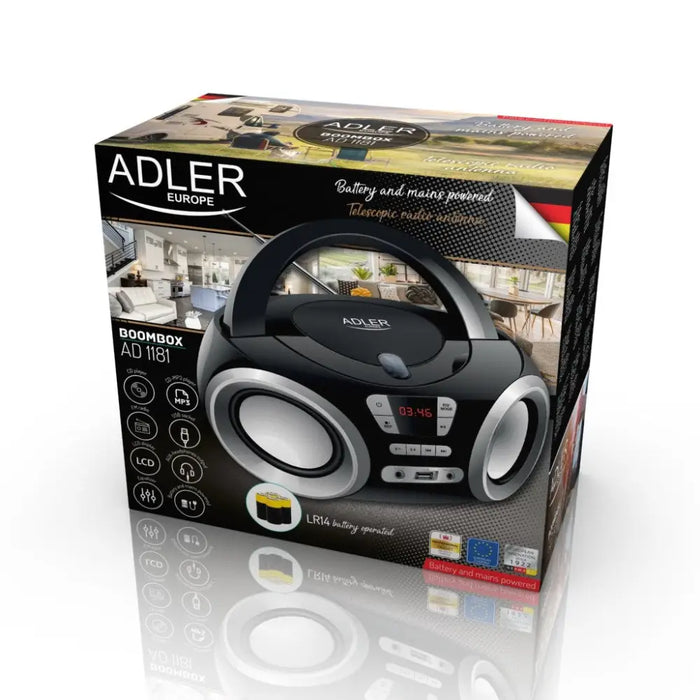 Adler AD 1181 CD player Portable CD player Black Silver - Radios and boomboxesOAV-RAP<<<Audio-video