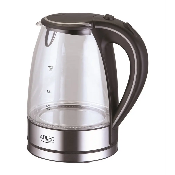 Adler AD 1225 electric kettle 1.7 L Black,Stainless steel,Transparent 2200 W - Electric kettlesAGD-CZE<<<Home Appliance