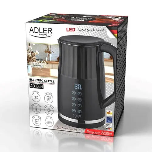 Adler AD 1350 1.7L temperature-controlled LED electric kettle Black - Electric kettlesAGD-CZE<<<Home Appliance