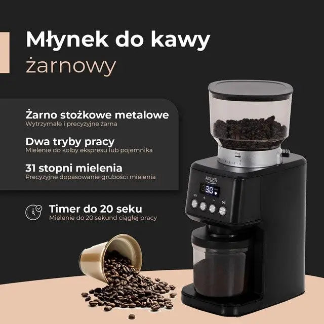 Adler AD 4300 Burr coffee grinder black - Coffee grindersAGD-MLY<<<Home Appliance - ProductsAGD<<<ActionPL&&&Spice