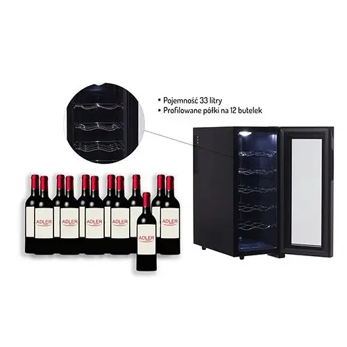 Adler AD 8083 Beverage/wine larder Black - Wine coolersAGD-LDW<<<Home Appliance - ProductsAGD<<<ActionPL