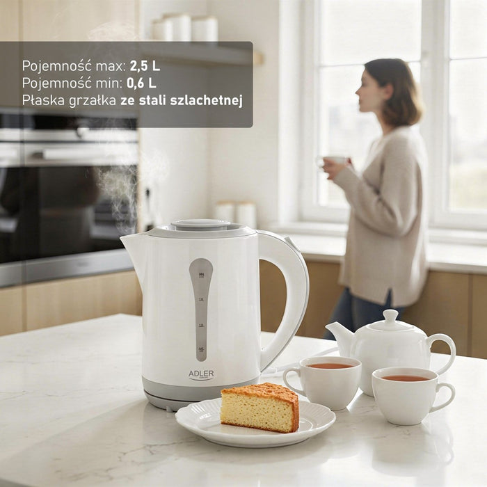 Adler AD 1244 electric kettle 2.5 L 2200 W white and blue