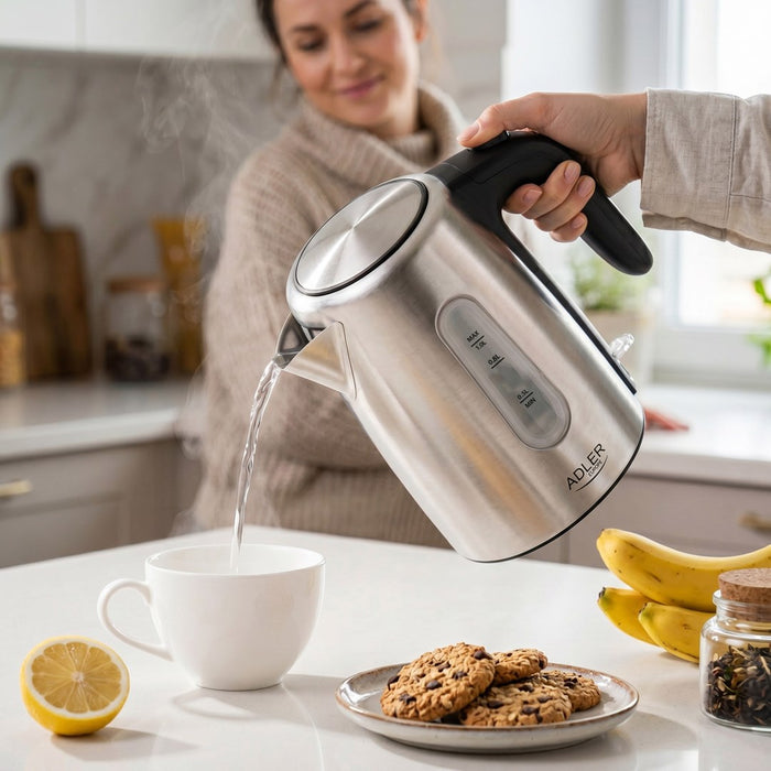 Adler AD 1273 electric kettle 1 L 1200 W Black, Hazelnut, Stainless steel