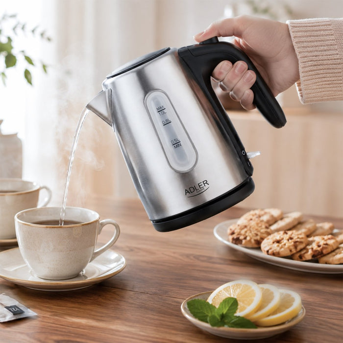 Adler AD 1273 electric kettle 1 L 1200 W Black, Hazelnut, Stainless steel