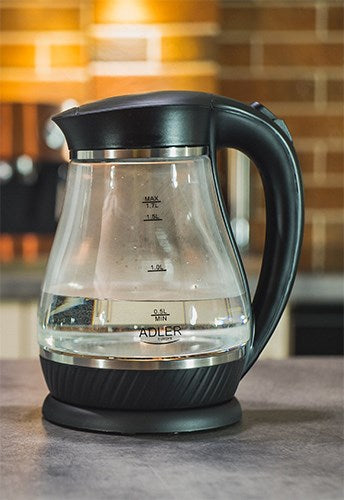 Adler AD 1274 B electric kettle 1.7 L 2200 W Black, Transparent