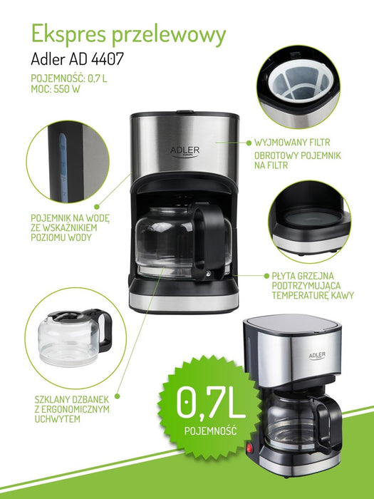 Adler AD 4407 coffee maker Semi-auto Drip coffee maker