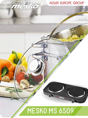 Mesko Home MS 6509 hob Black Countertop Sealed plate 2 zone(s)