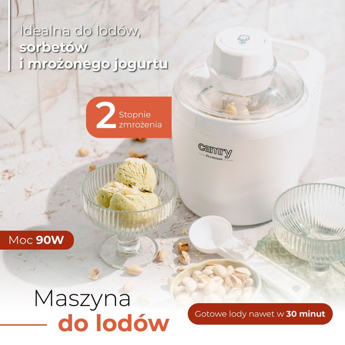 Camry Premium CR 4481 ice cream maker Gel canister ice cream maker 0.7 L 90 W White