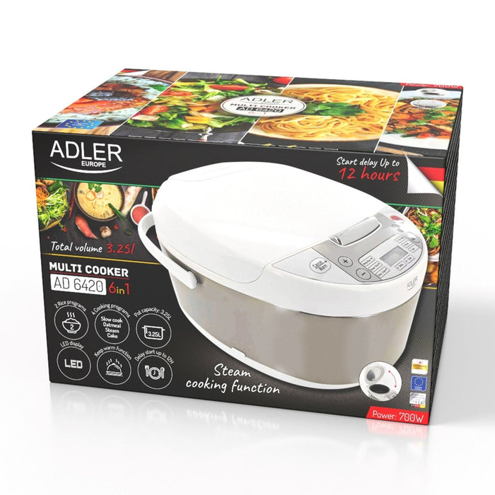 Adler AD 6420 Multi-cooker 6 in 1 – 3.25 L silver, white