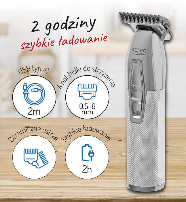 Adler AD 2836S beard trimmer Battery 4 6 mm Silver