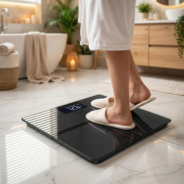 Bathroom scale ADLER AD 8194s STRIPES rechargeable USB-C Black