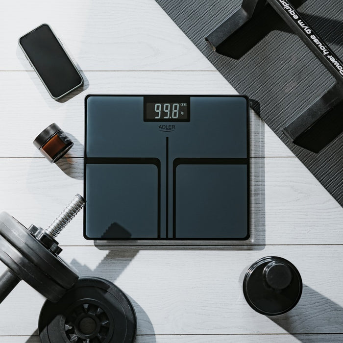 Bathroom scale ADLER AD 8194s STRIPES rechargeable USB-C Black