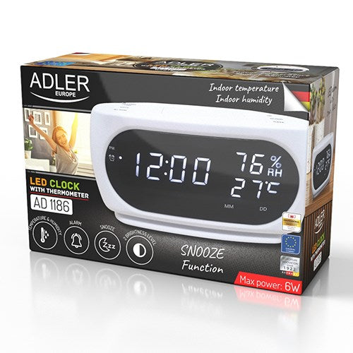 Adler AD 1186W alarm clock Digital alarm clock Black, White