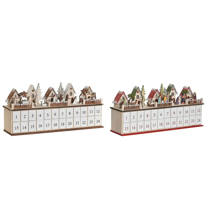 Advent Calendar DKD Home Decor Wood 45 x 11 x 23 cm (2 Units) - Декорация и Осветление<<<Дом Градина<<<BigBuy&&&Коледни