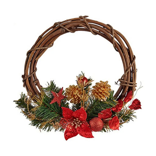 Advent wreathe 30,48 cm Red Wood Green Plastic - Декорация и Осветление<<<Дом Градина<<<BigBuy&&&Коледни