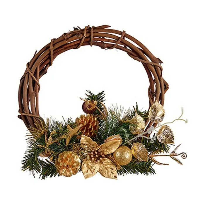 Advent wreathe 30,48 cm Wood Brown Green Plastic - Декорация и Осветление<<<Дом Градина<<<BigBuy&&&Коледни
