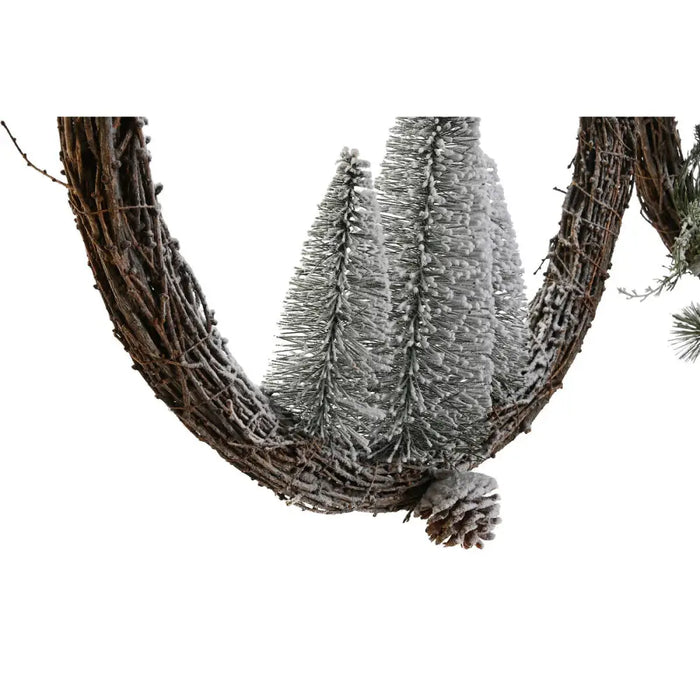 Advent wreathe DKD Home Decor Natural wicker Pineapple Snowfall 46 x 7 x 46 cm (2 Units) - Декорация и Осветление<<<Дом