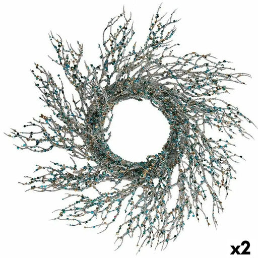 Advent wreathe Krist+ Blue Golden Plastic Branch 50 x 10 x 50 cm (2 Units) - Декорация и Осветление<<<Дом