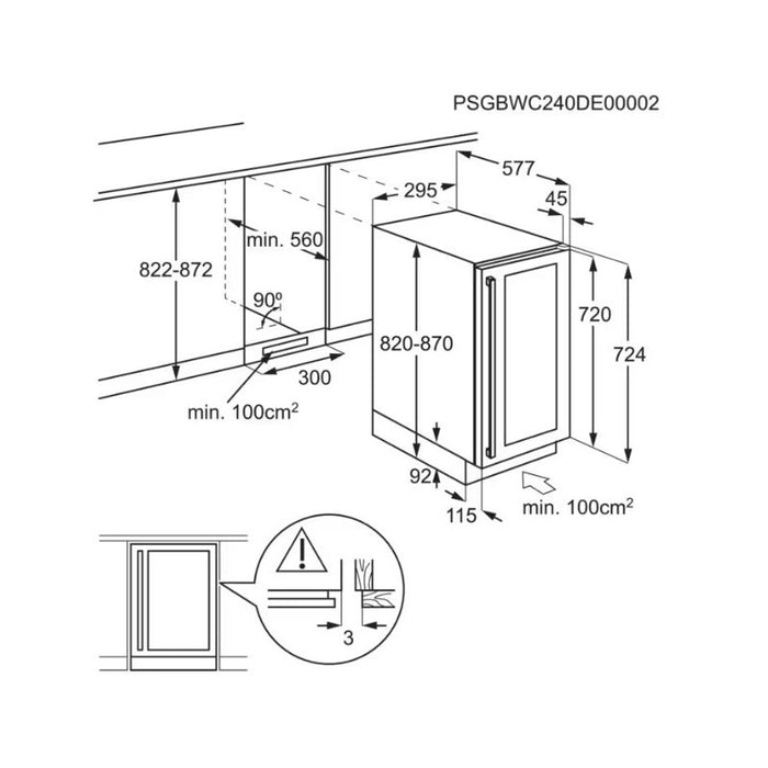 Built-in refrigerator AEG AWS4020B5B, 58 l, G, Yes, Black