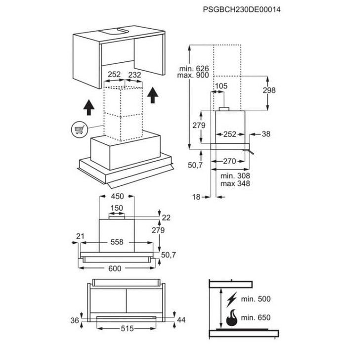 Built-in hood AEG 6000 Hob2Hood GDE686HB, 60 cm