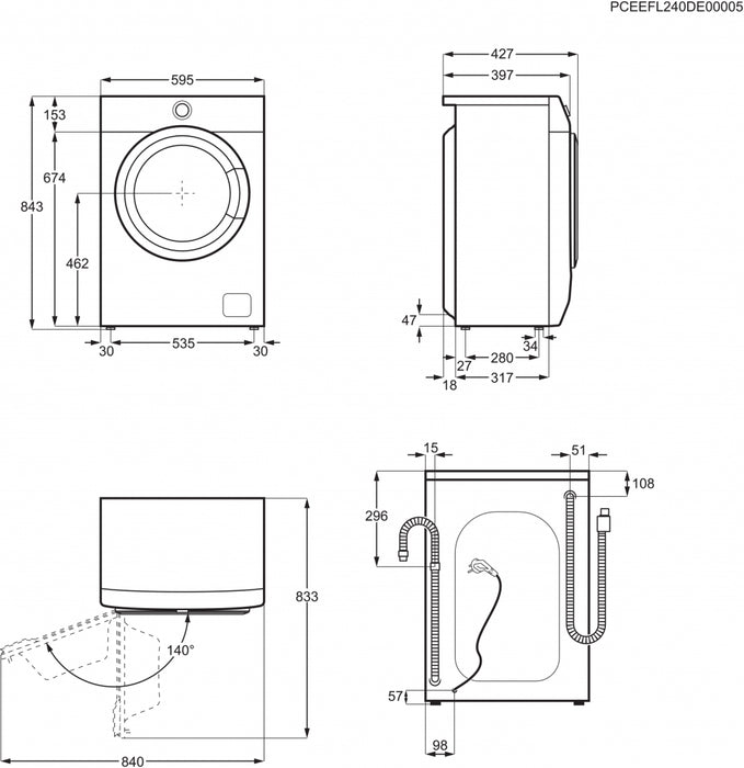 Washing machine AEG L6SE26DE, 6 kg, 1200 rpm, narrow