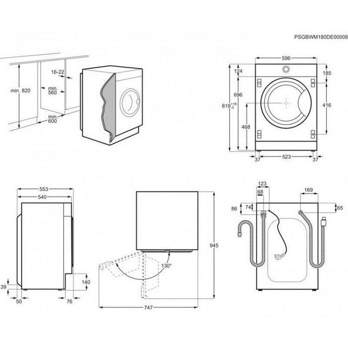 Washing machine with built-in dryer AEG L7WBE68SI, 8/4 kg, 1600 rpm.