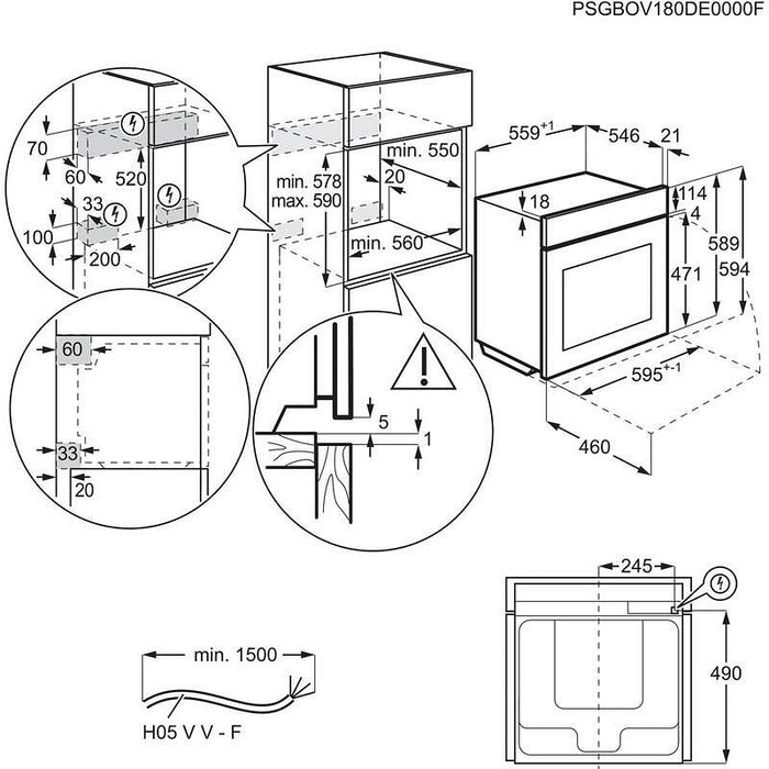 Built-in oven AEG NBE7P631AB (ST), 71, A++, Pyrolysis, Sensor