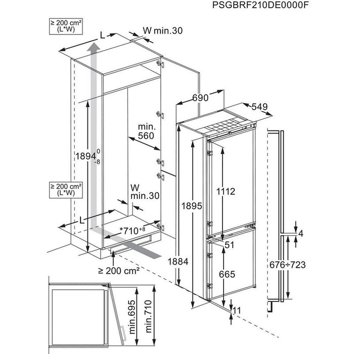 Built-in refrigerator AEG NSC7P751ES, 376 l, No Frost, 188.4 cm