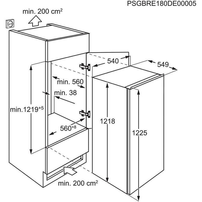 Built-in refrigerator AEG NSF5O121ES, 188 l, E, Static, Yes