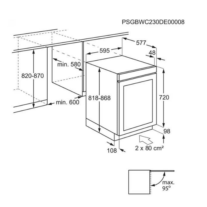 Built-in refrigerator AEG NSW8D826GT (ST), 122 l, G, Yes