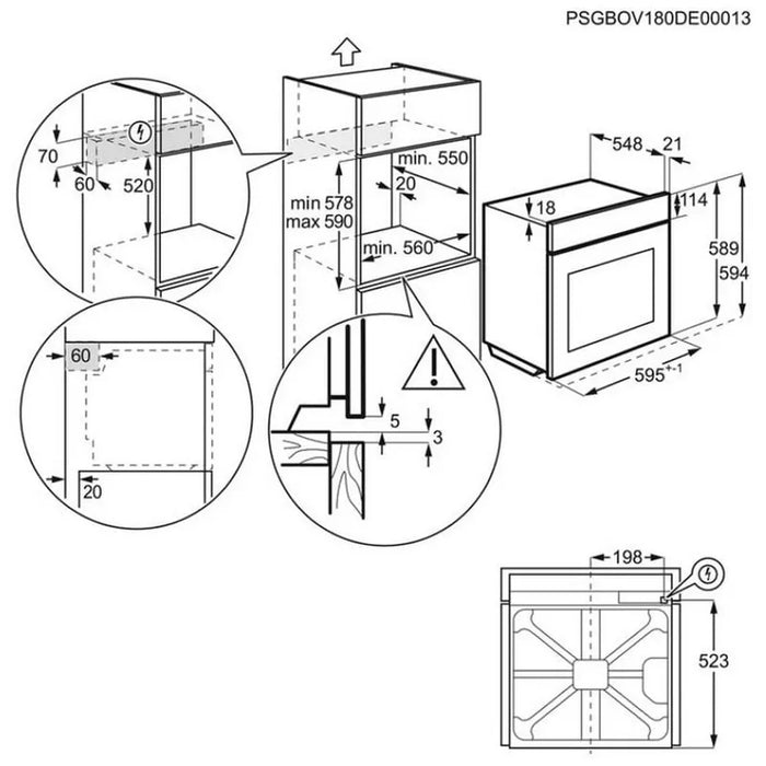 Built-in oven AEG OA5AB21SM. , 72 , Push buttons , A+ , Water cleaning