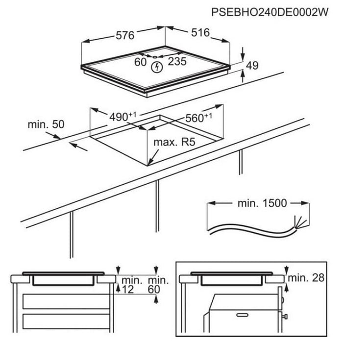 Built-in ceramic hob AEG TN64IA00XB, Induction