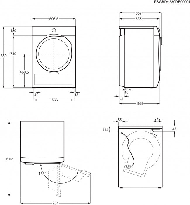 Dryer AEG TR9384CE, 8 kg, Heat pump