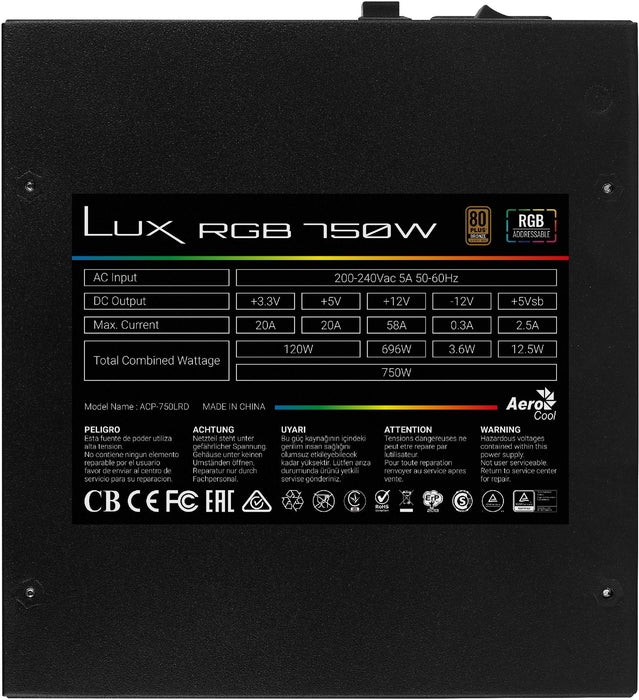 Aerocool Lux RGB 750W power supply unit Black