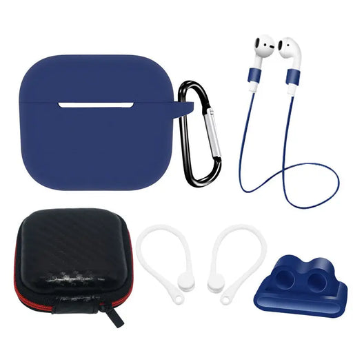 AirPods 3 Silicone Case Set + Case/Ear Hook/Neck Strap/Watch Strap Holder/Carabiner Clasp - blue - Cell phone cases