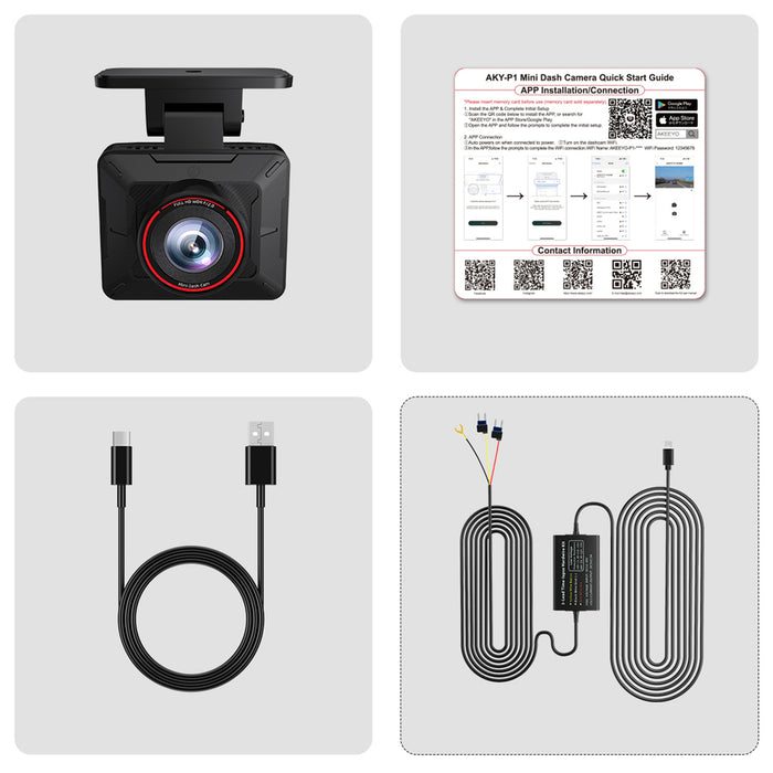 AKEEYO P1 car camera video recorder FullHD 30fps - black