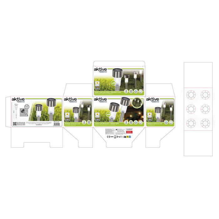 Set of solar garden lights Aktive 6 Pieces Plastic 5,5 x 36 x 5,5 cm (6 Units)