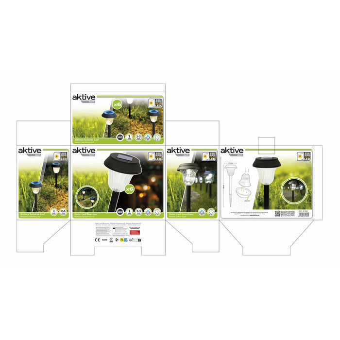 Set of solar garden lights Aktive 6 Pieces Stainless steel Plastic 10 x 38 x 10 cm (4 Units)