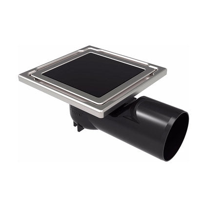 FLOOR SIPHON HORN 110X110 WITH BUILT-IN GLASS BLACK AKVO DS-11-CD-1