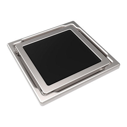 FLOOR SIPHON HORN 110X110 WITH BUILT-IN GLASS BLACK AKVO DS-11-CD-1