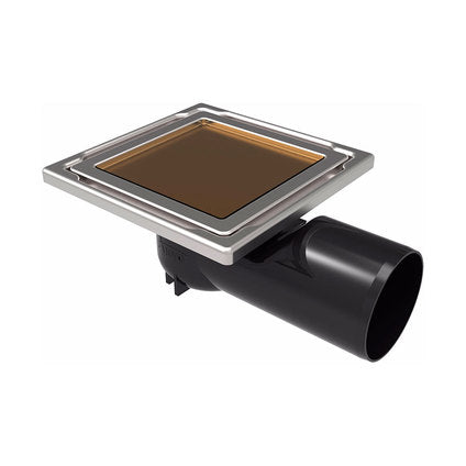 FLOOR SIPHON HORN 110X110 WITH BUILT-IN GLASS BEIGE AKVO DSDS-11-CD-3