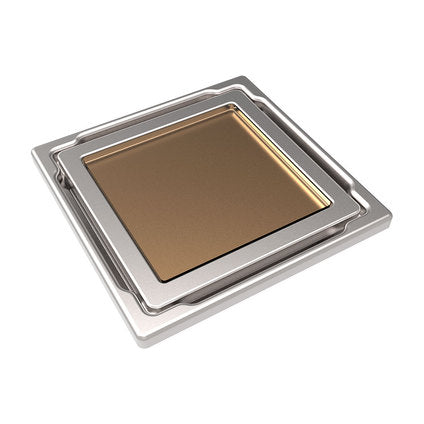 FLOOR SIPHON HORN 110X110 WITH BUILT-IN GLASS BEIGE AKVO DSDS-11-CD-3