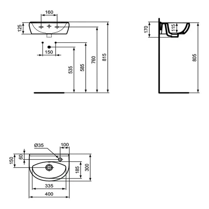 ALPHA IDEALSTANDARD WASHBASIN R027501 - Умивалници и конзоли<<<Санитарна керамика и аксесоари<<<Баня<<<Praktiker