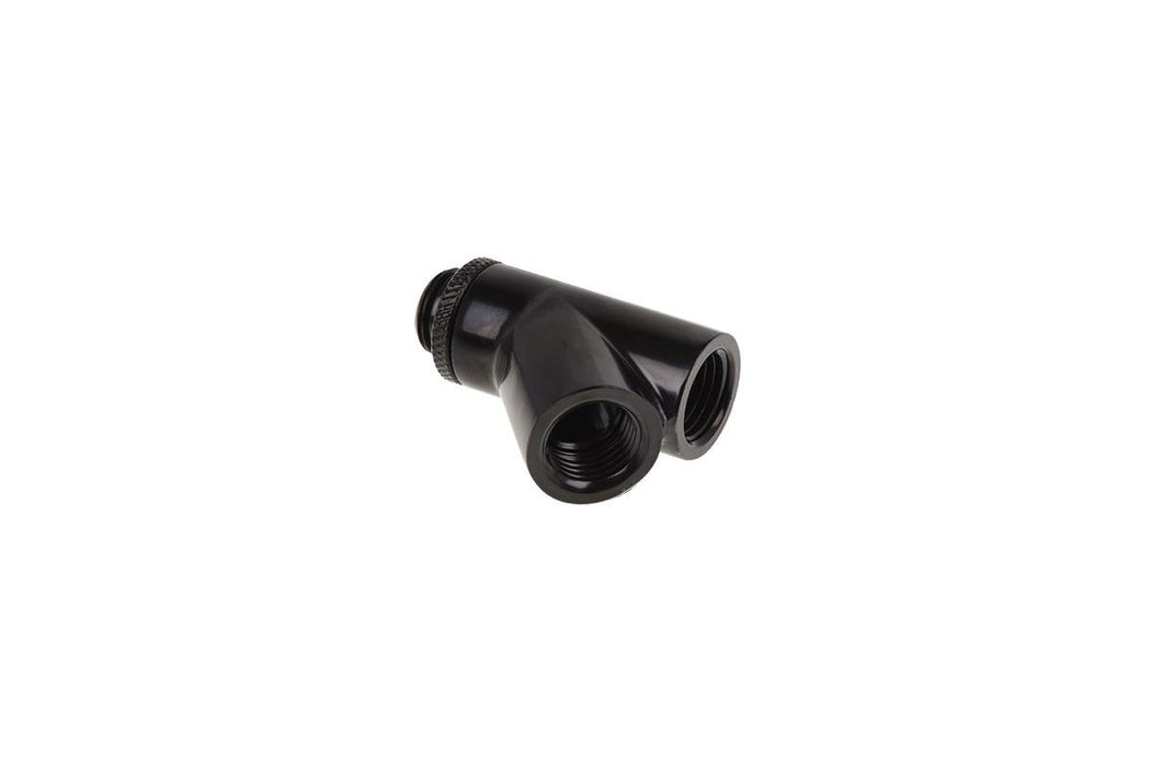 Y-connector Alphacool Eiszapfen, Swivel, 45°, G1/4 male to 2 x G1/4 female thread, Matt black