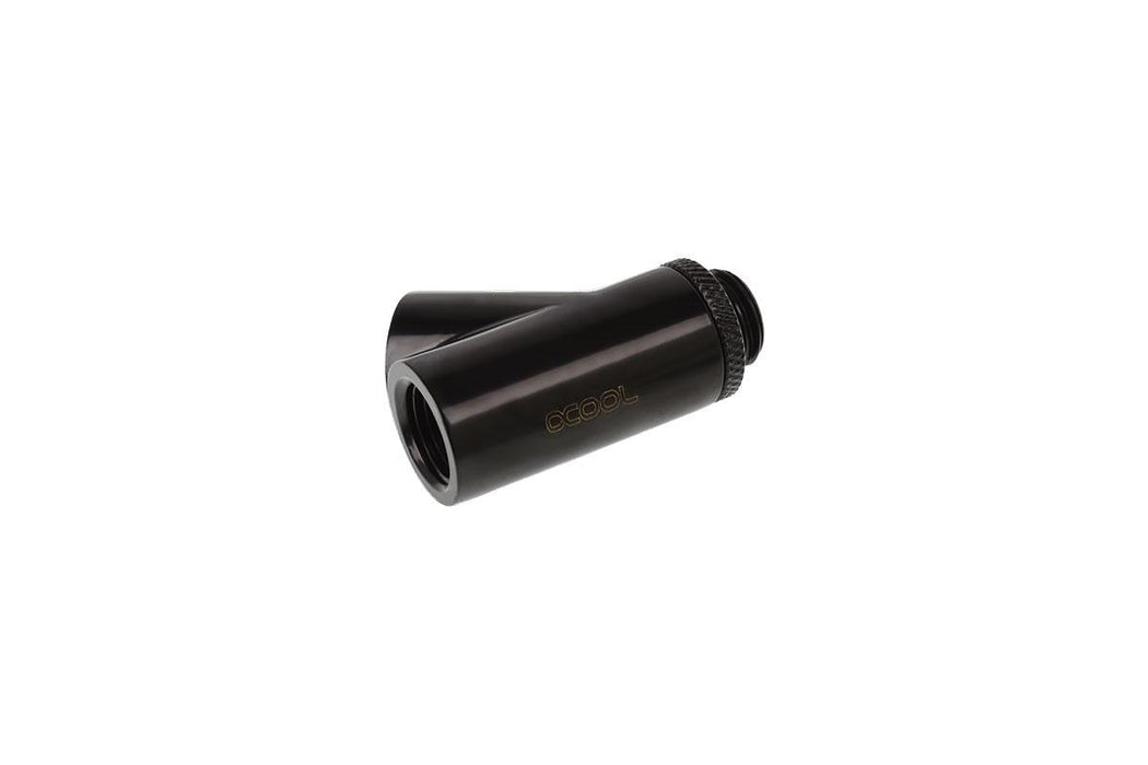 Y-connector Alphacool Eiszapfen, Swivel, 45°, G1/4 male to 2 x G1/4 female thread, Matt black