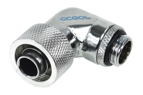 Alphacool Compression Fitting, 16/10 - G1/4, 90°, Swivel, Chrome