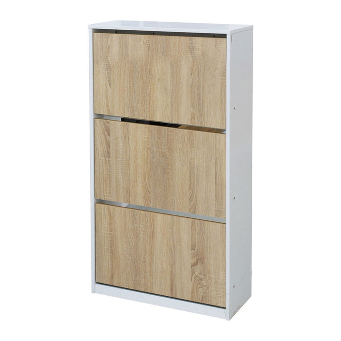 SHOE CABINET WITH 3 DOORS WHITE GLOSS+SONOMA 64X26X121 CM. ALPI