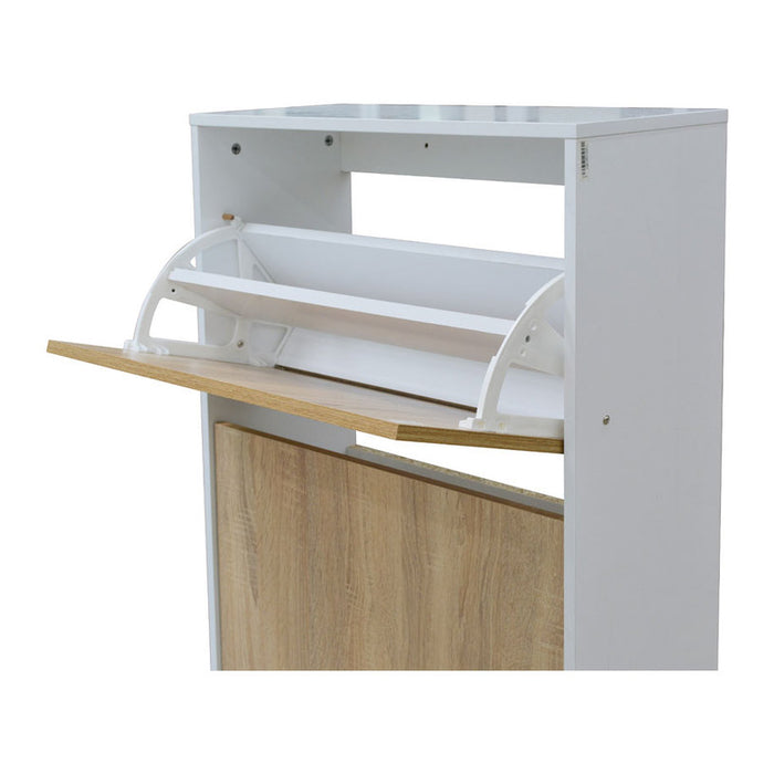 SHOE CABINET WITH 4 DOORS WHITE GLOSS+SONOMA 64X26X159 CM. ALPI