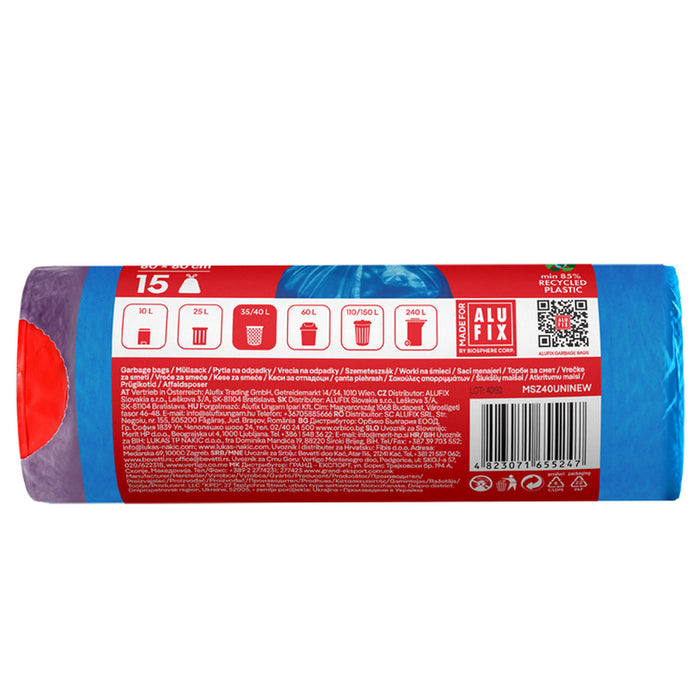 GARBAGE BAGS 40L 15PCS LDPE ALUFIX PREMIUM